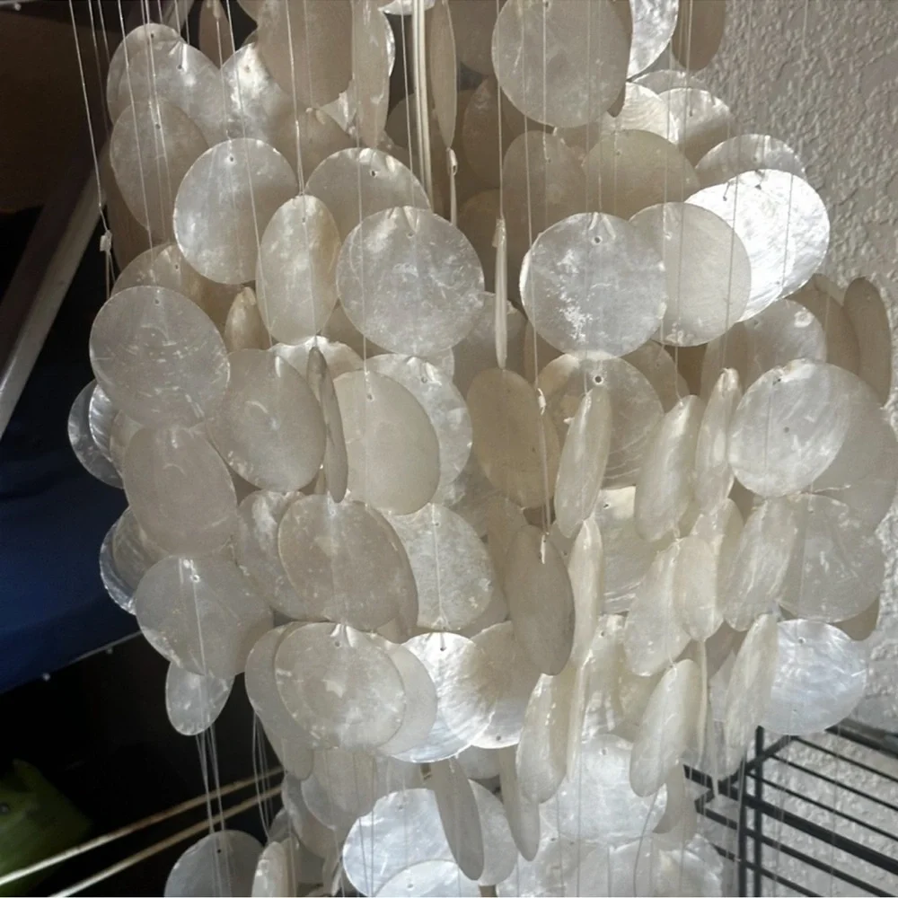 Vintage 4 Tier Capiz Shell Chandelier - Picture 4 of 8